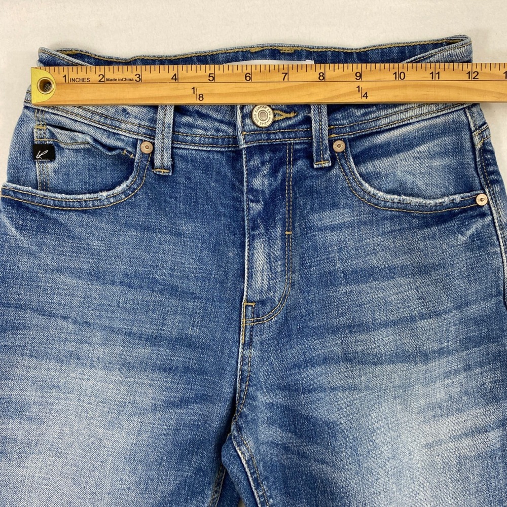 Kancan‎ Straight Jeans Junior 1 Medium Wash Denim Distress Raw Hem Pockets - Picture 6 of 12